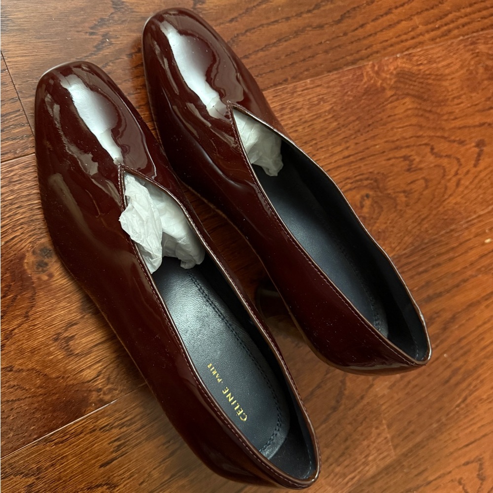 Celine Deep Red Patent Leather Shoes